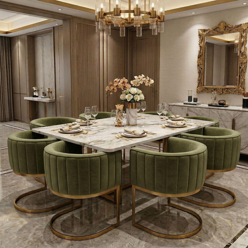 Olive Green and Gold Velvet Dining Chairs Set of 2 H416607
