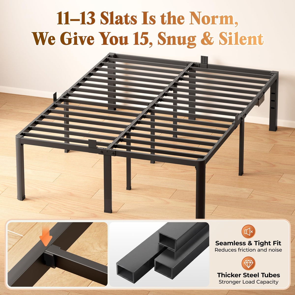 Queen Bed Frame with Charging Station N7094