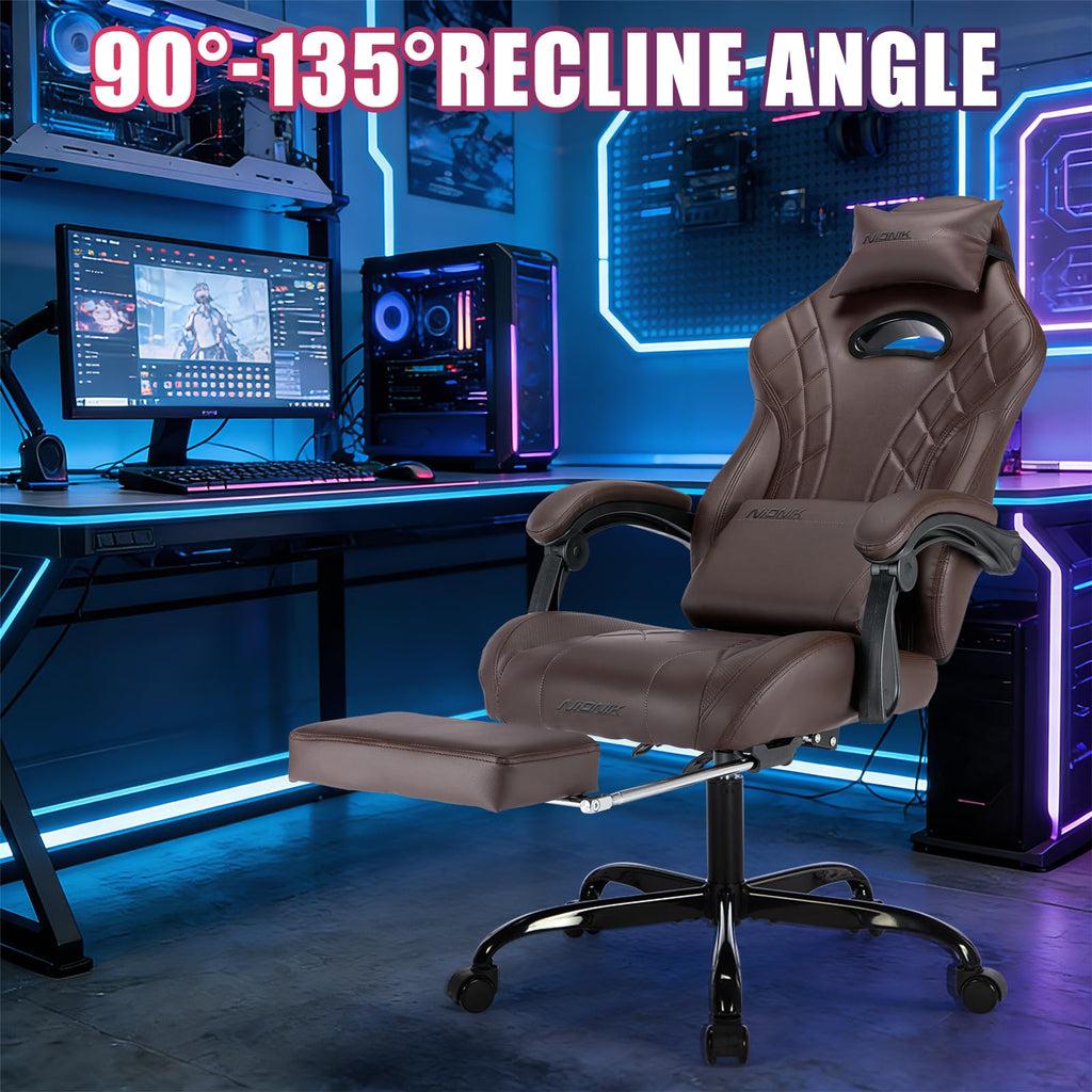 Gaming Chair with Footrest and Massage Lumbar Support I20489