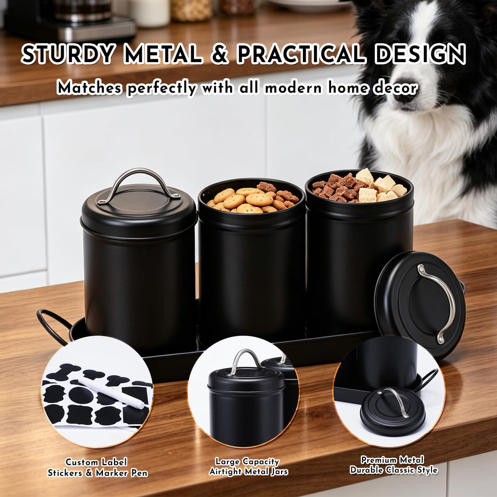 Airtight Dog Treat Container Set with Lid and Tray N997471