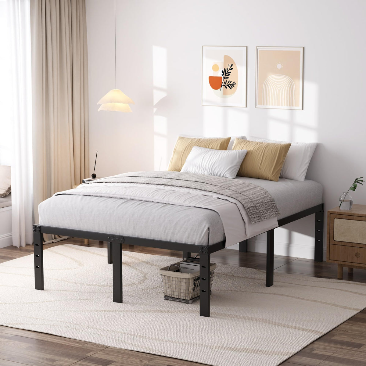 Queen Size 18 Inch Metal Platform Bed Frame F167