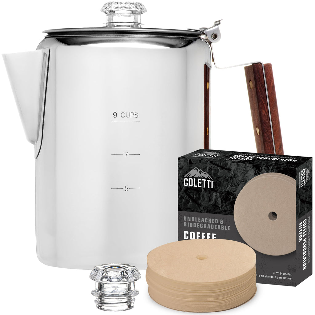 Percolator Coffee Pot with Glass Globes and Filters S444
