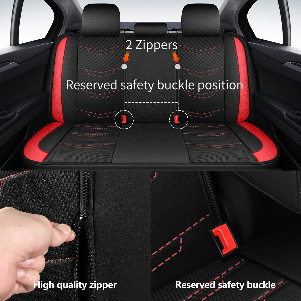Car Seat Cover Black Red H4998