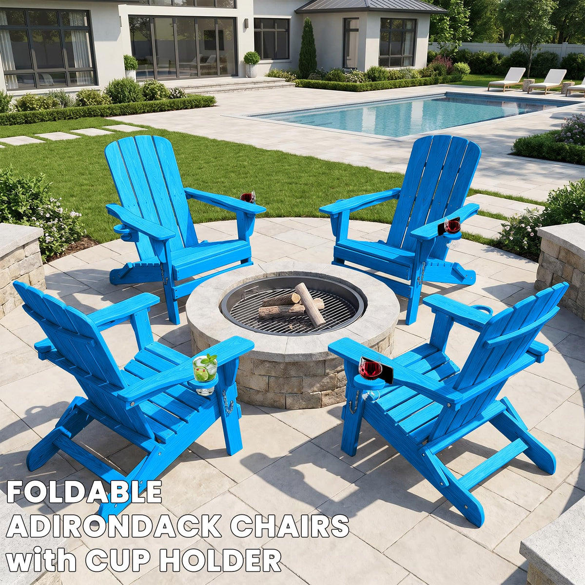 Folding Adirondack Chair with 2 Cup Holders H906