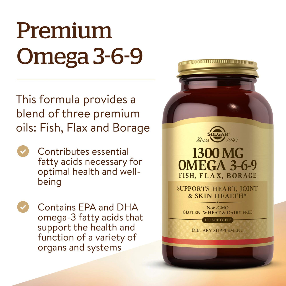 1300 mg Omega 3-6-9 120 Softgels Fish Oil Supplement Q36900