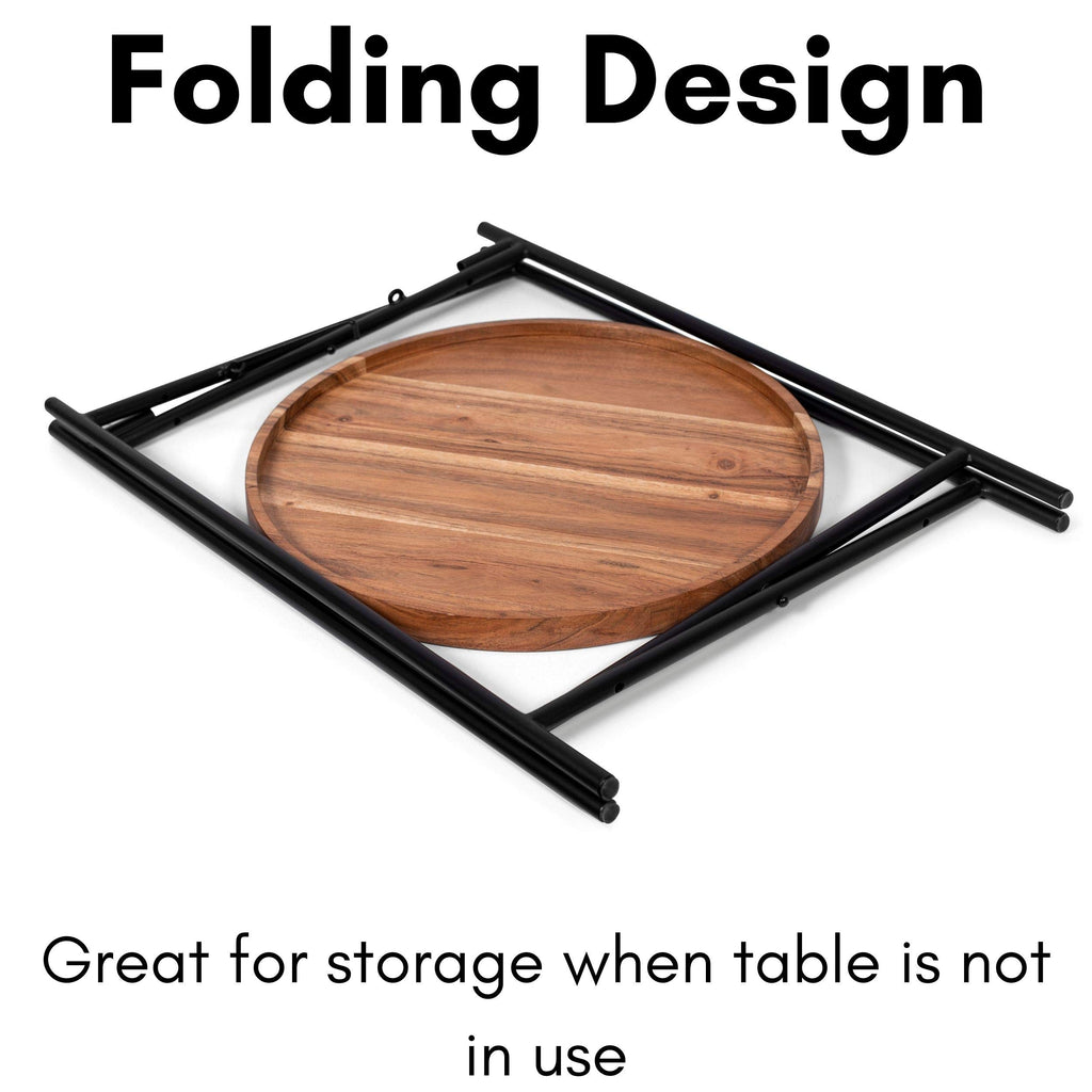 Folding Side Table with Removable Wood Tray Top J897446