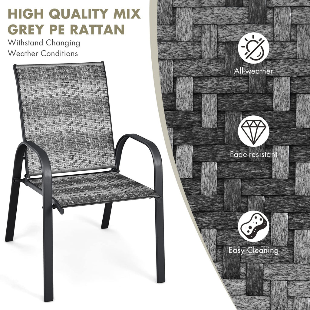 Stackable PE Wicker Patio Arm Chairs Set of 6 C627