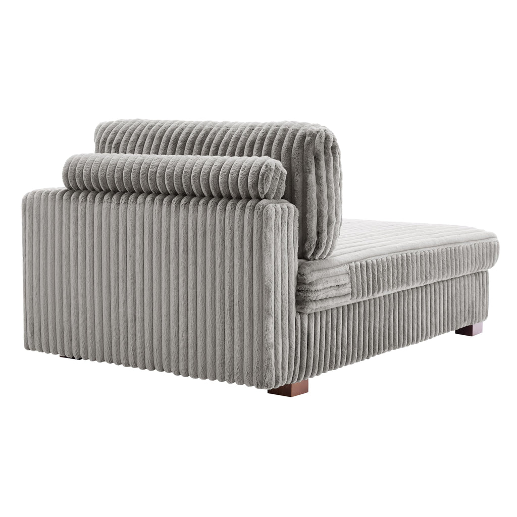 Oversized Faux Fur Upholstered Chaise Lounge Chair with Left Armrest D373460