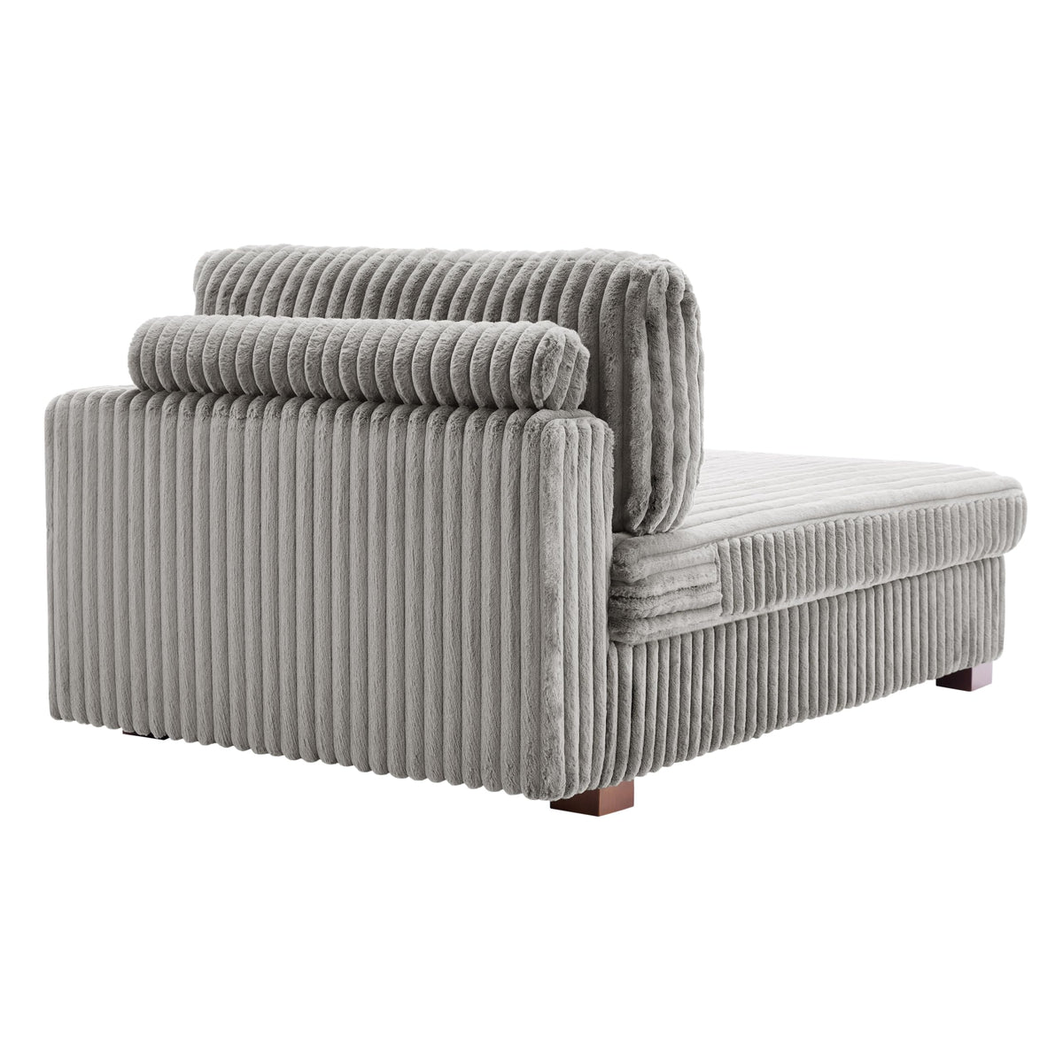 Oversized Faux Fur Upholstered Chaise Lounge Chair with Left Armrest D373460