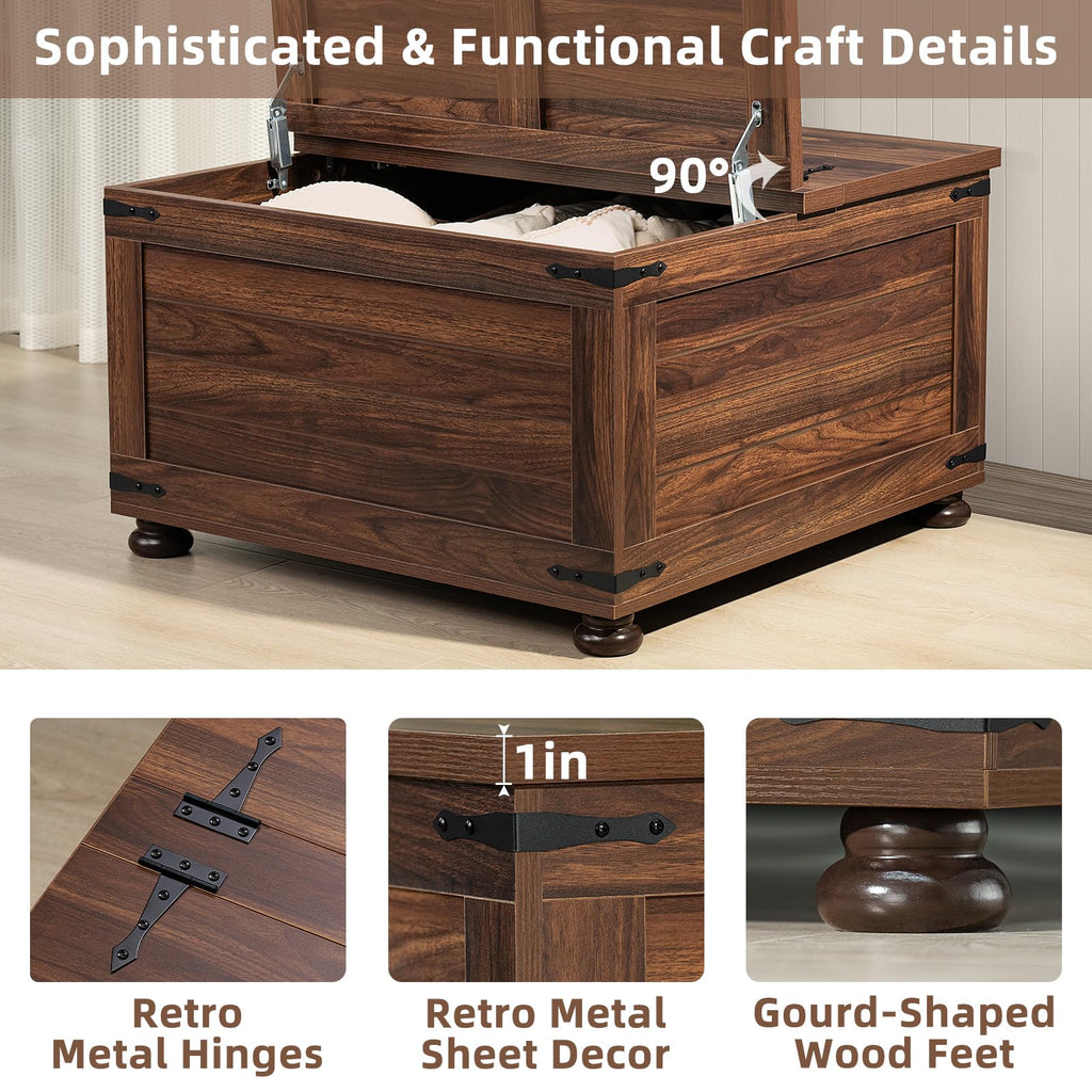 Brown Walnut Coffee Table with Hidden Storage C3163