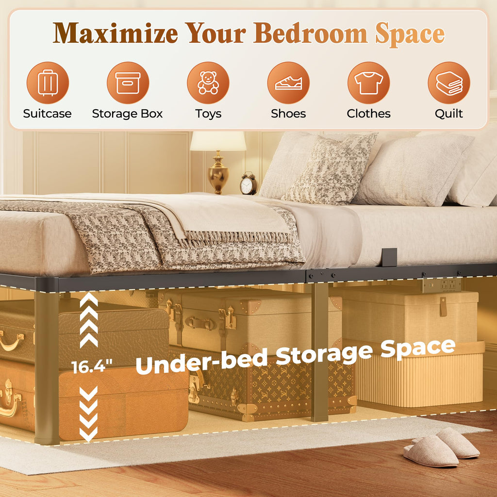 Queen Bed Frame with Charging Station N7094
