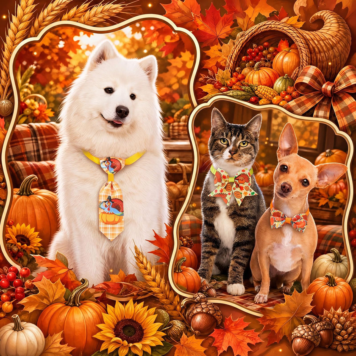 Fall Dog Bow Ties Collars 360 Pcs G609