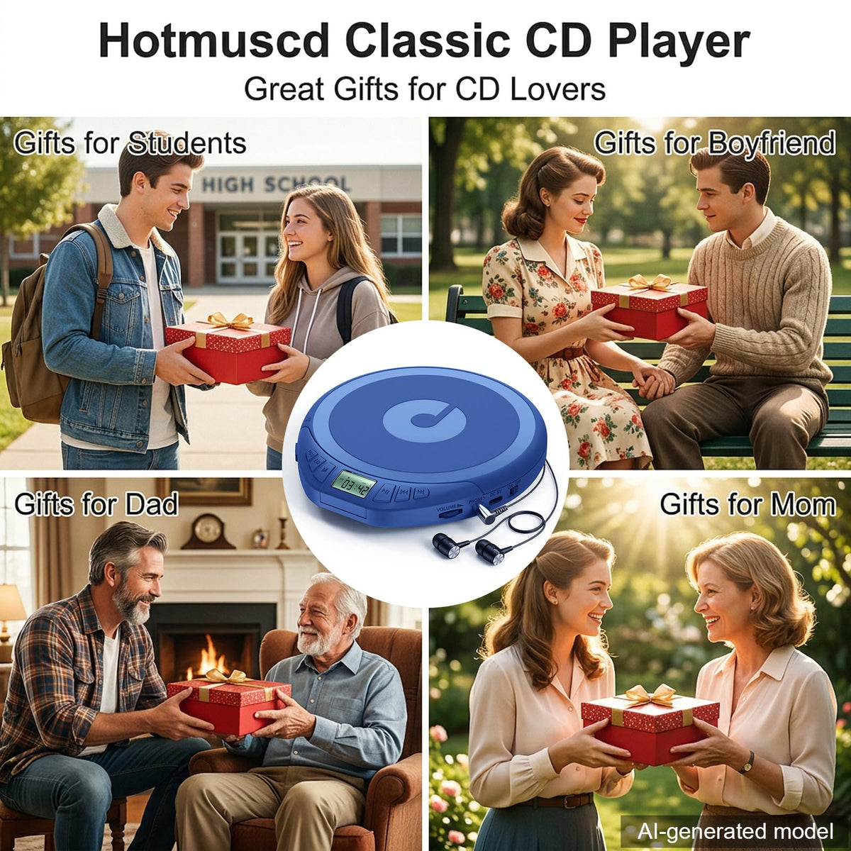 Portable CD Player with Earphones H9406