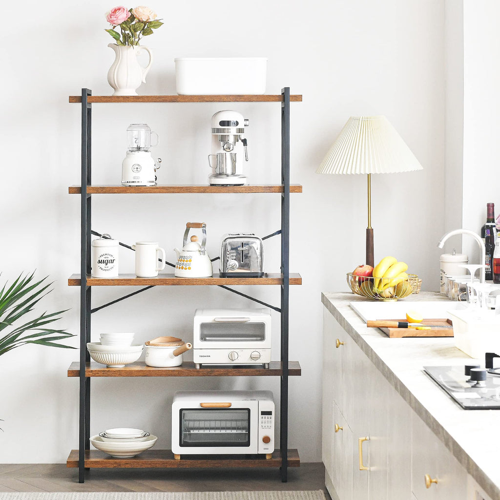 5-Tier Industrial Bookshelf with Metal Frame M164592