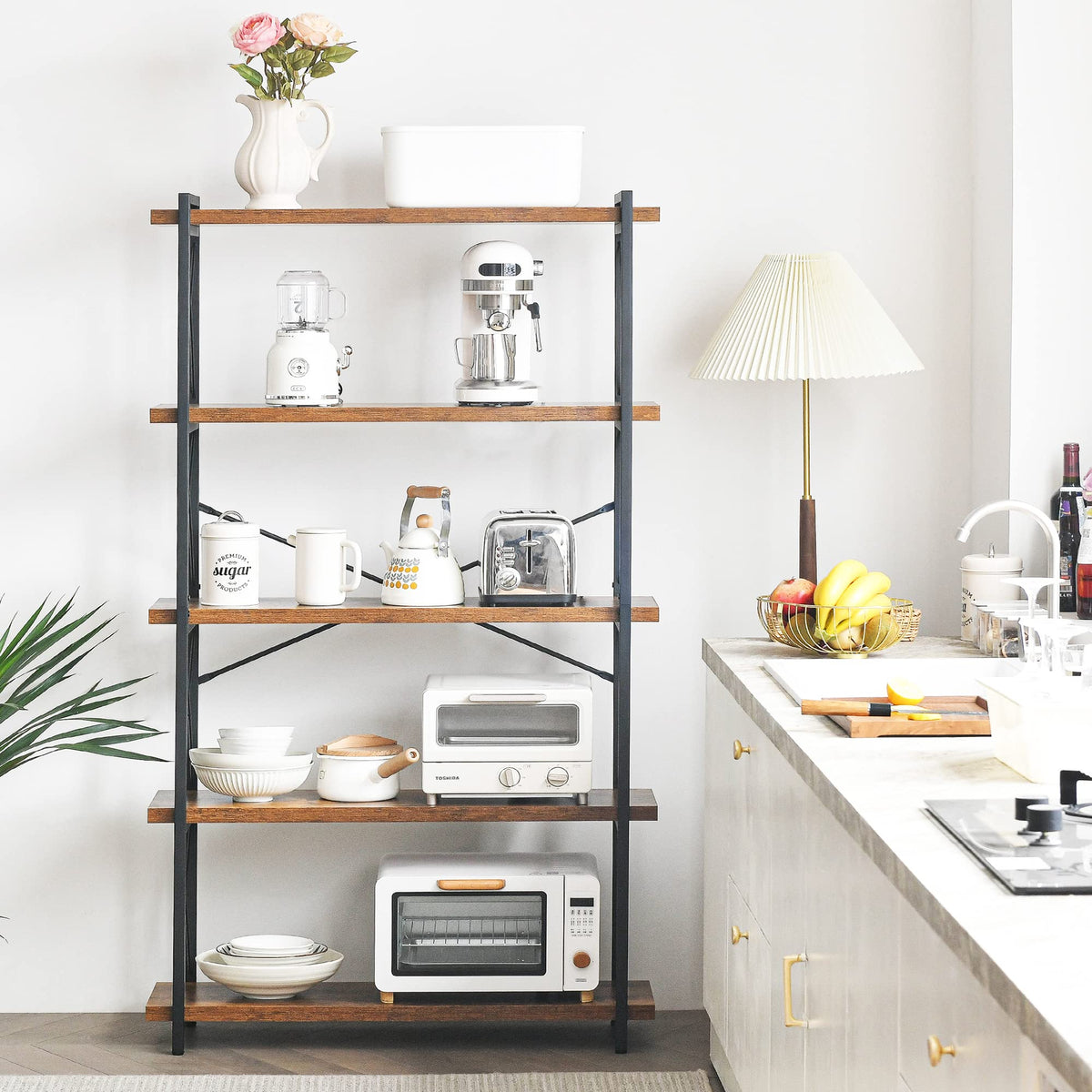 5-Tier Industrial Bookshelf with Metal Frame M164592