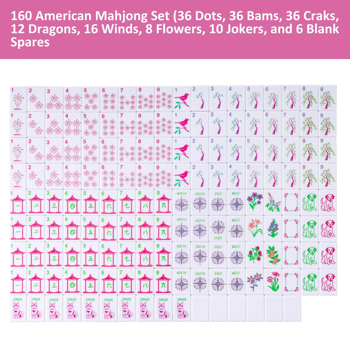 Large Mahjong Set with 160 Tiles, 4 Racks & Carrying Bag R877