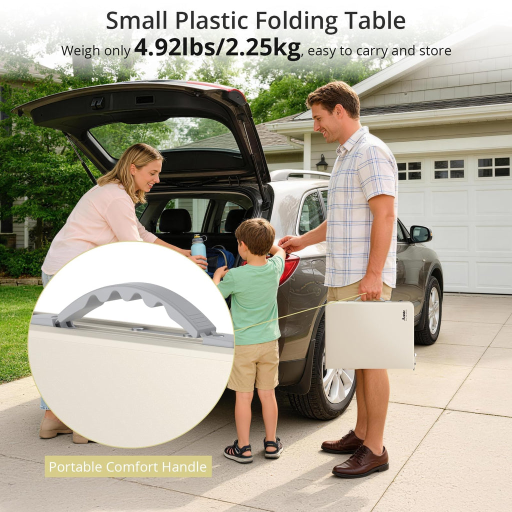 2 ft Small Folding Table, 3 Adjustable Height W1326