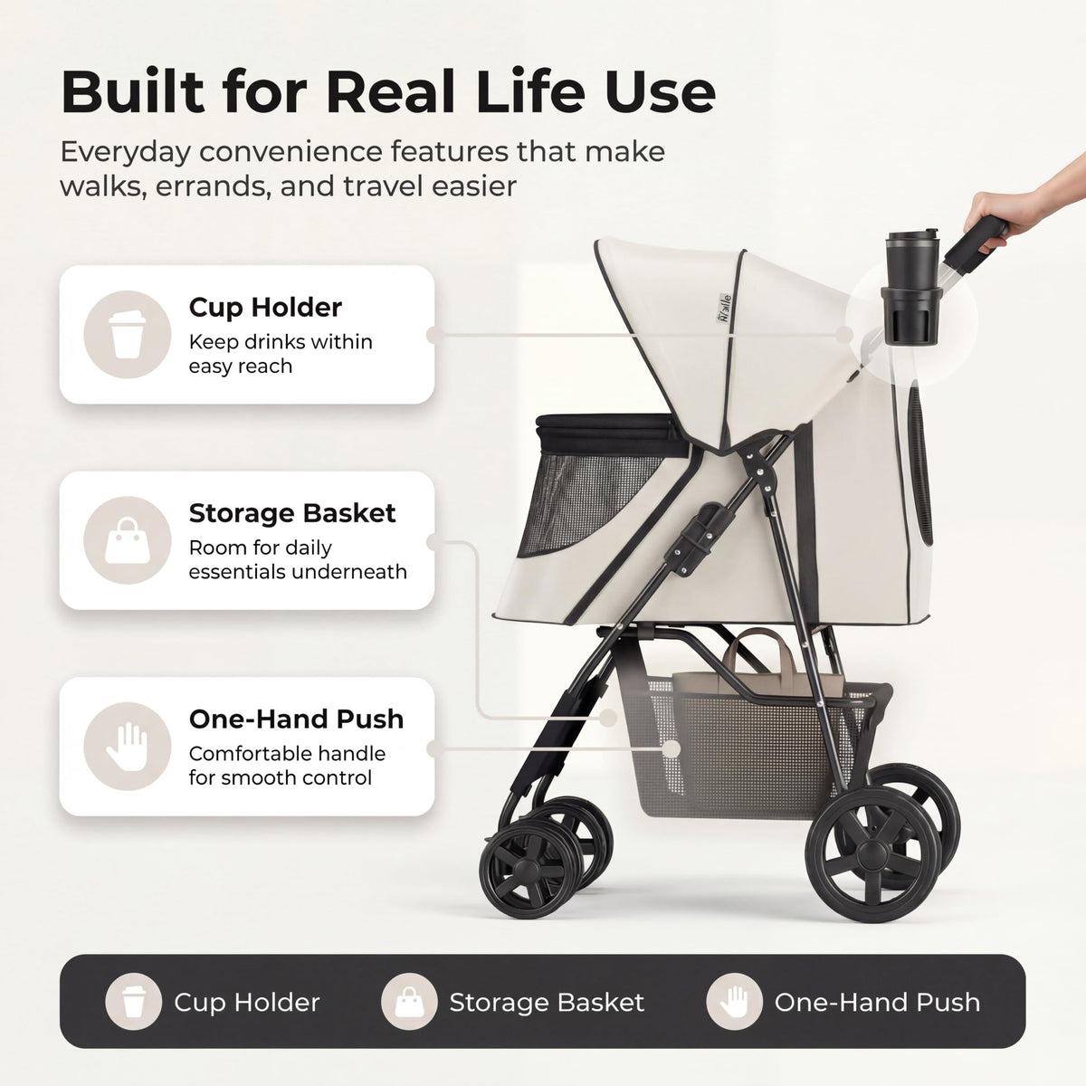 Foldable 4-Wheel Pet Stroller S9099