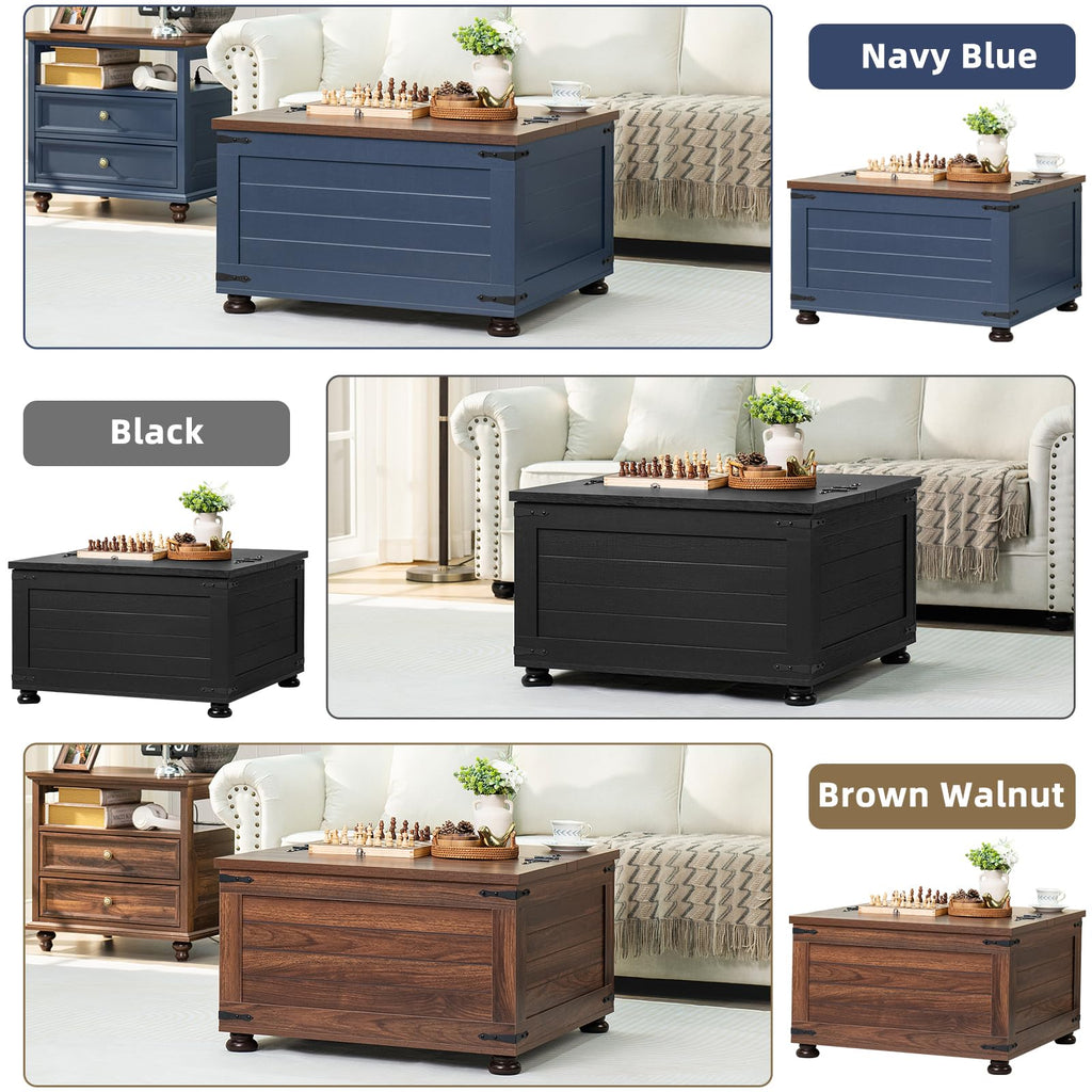 Brown Walnut Coffee Table with Hidden Storage C3163