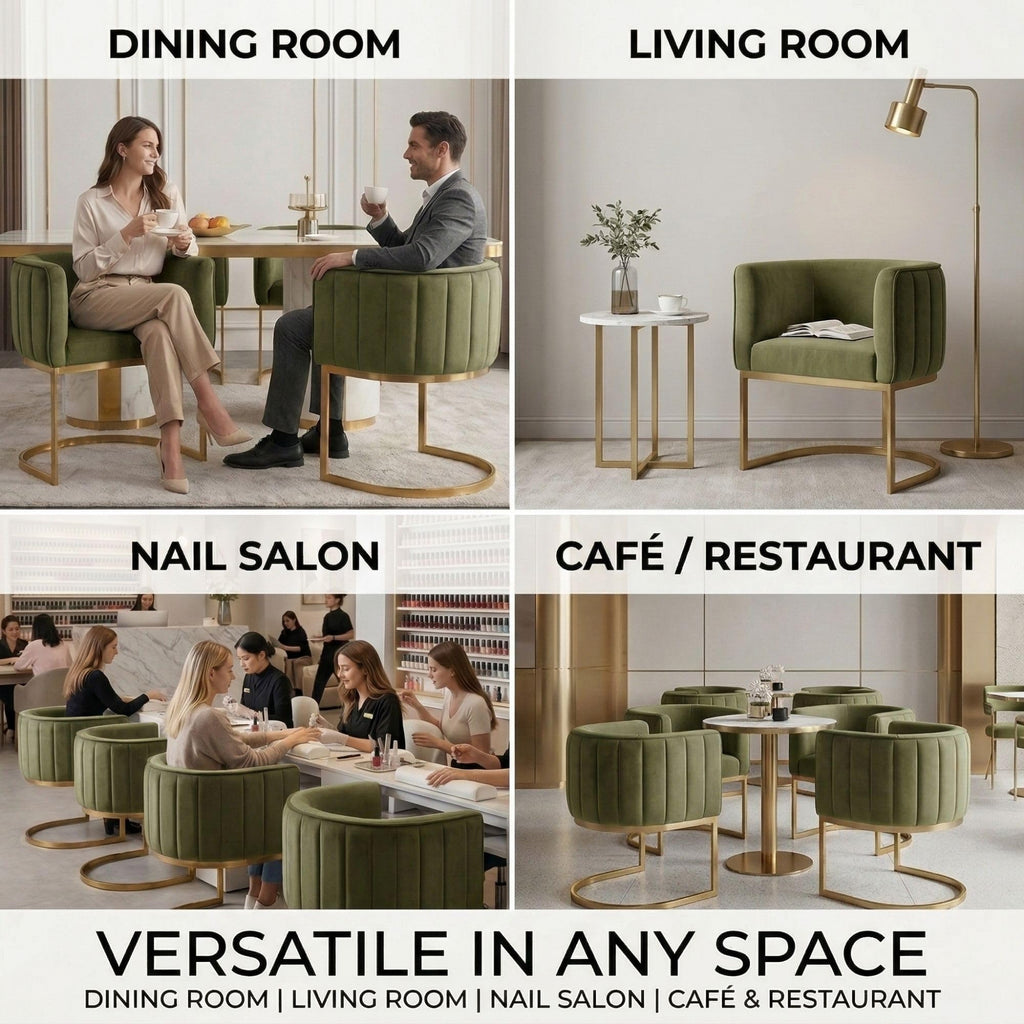 Olive Green and Gold Velvet Dining Chairs Set of 2 H416607