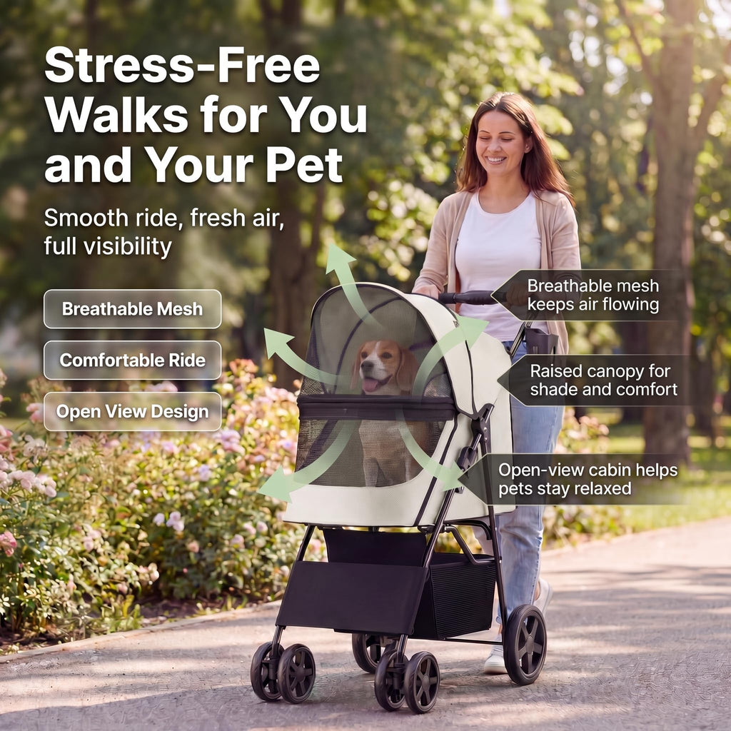 Foldable 4-Wheel Pet Stroller S9099