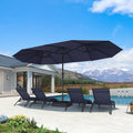 15ft Double-Sided Navy Blue Patio Umbrella with Base T72472