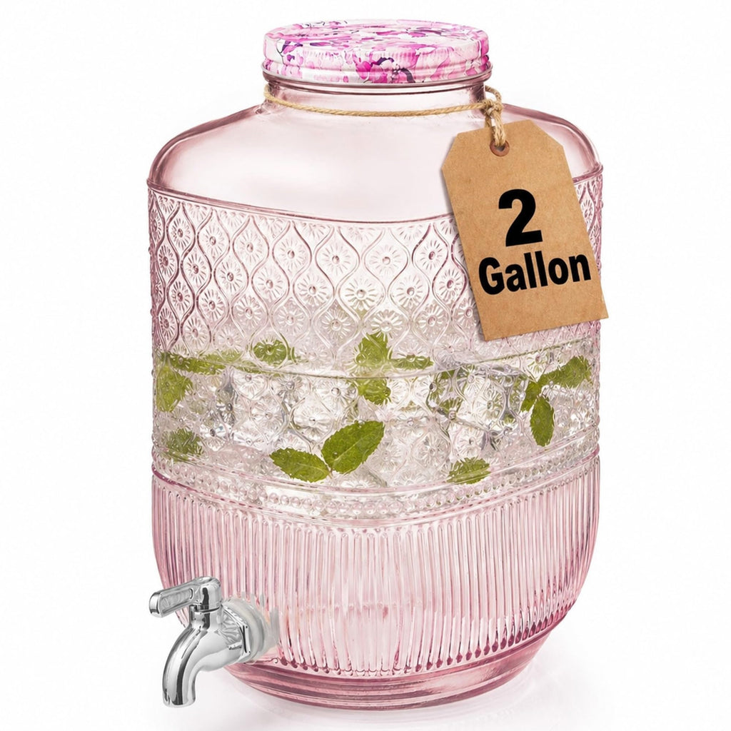 2 Gallon Glass Drink Dispenser V484