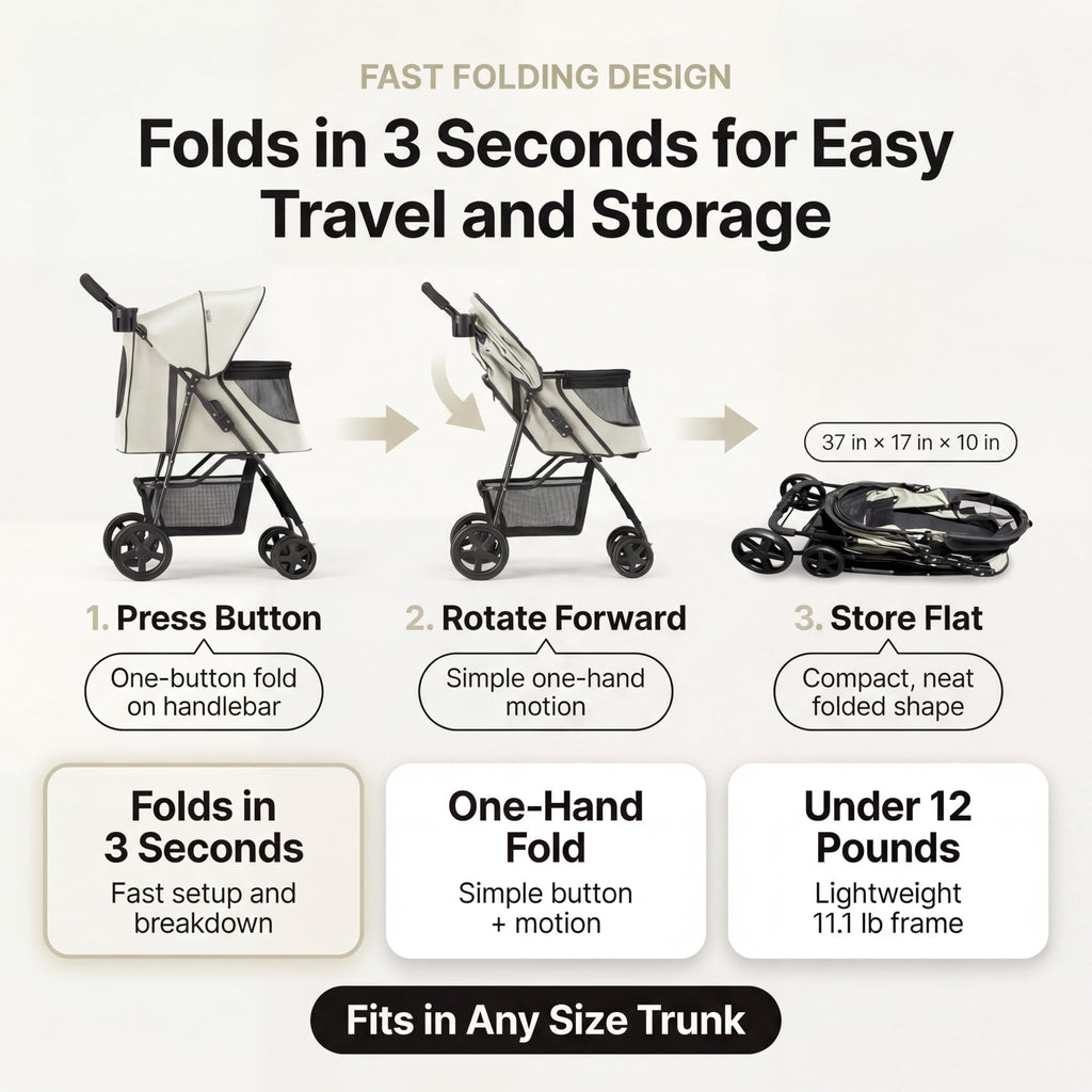 Foldable 4-Wheel Pet Stroller S9099