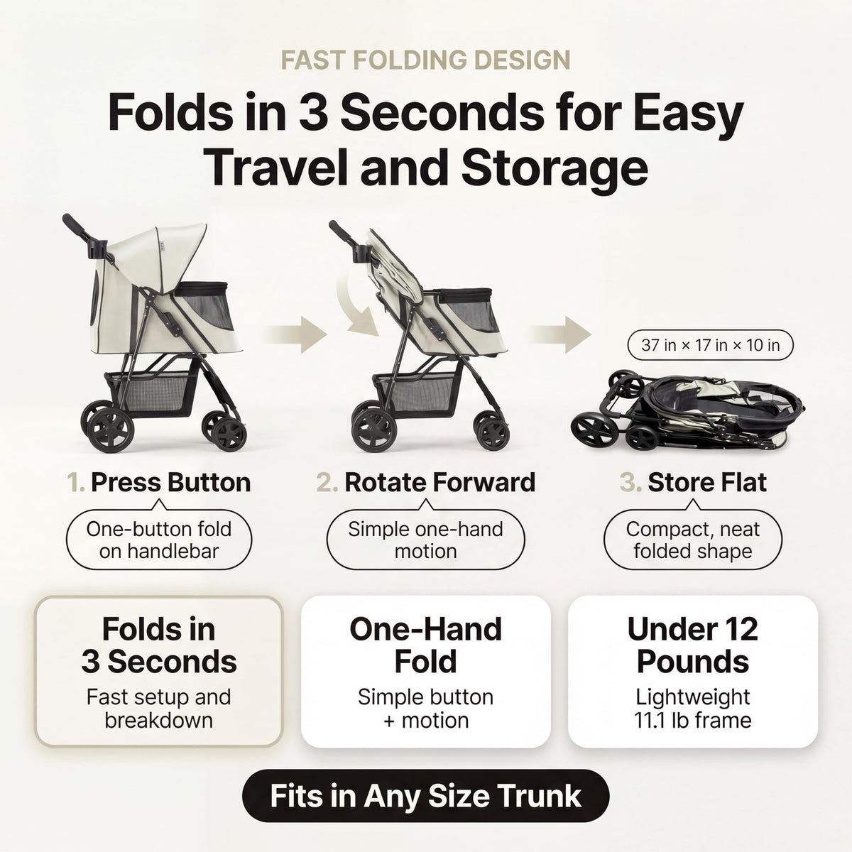 Foldable 4-Wheel Pet Stroller S9099