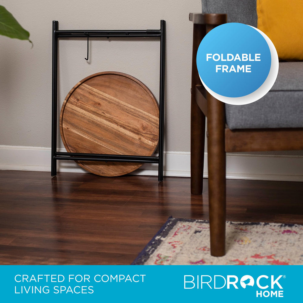Folding Side Table with Removable Wood Tray Top J897446