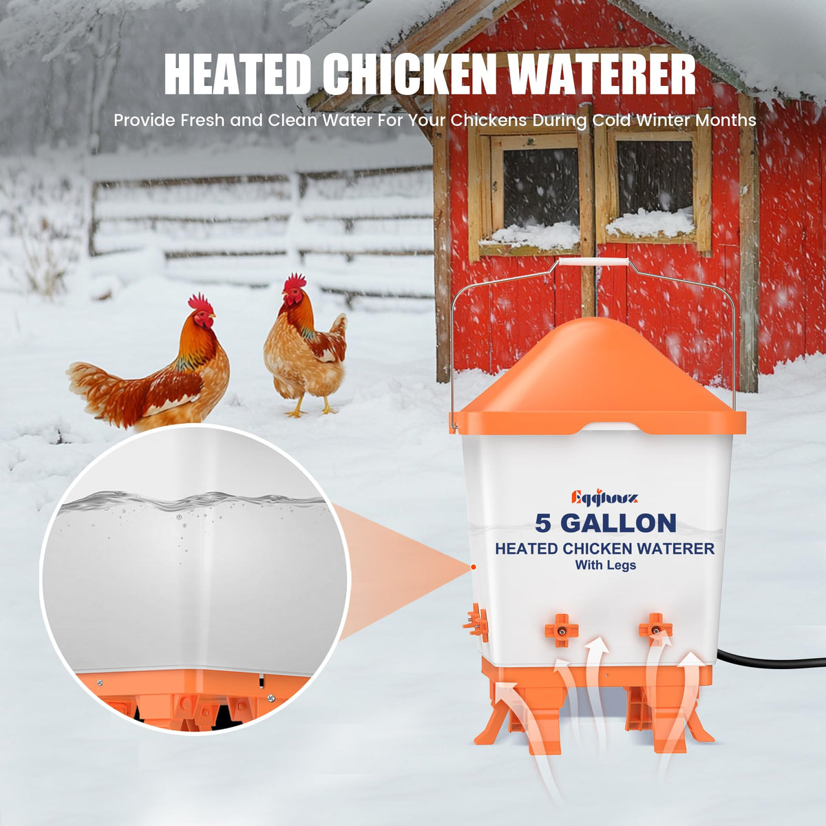 Heated Chicken Waterer 5 Gallon Thermostatically Controlled X451112