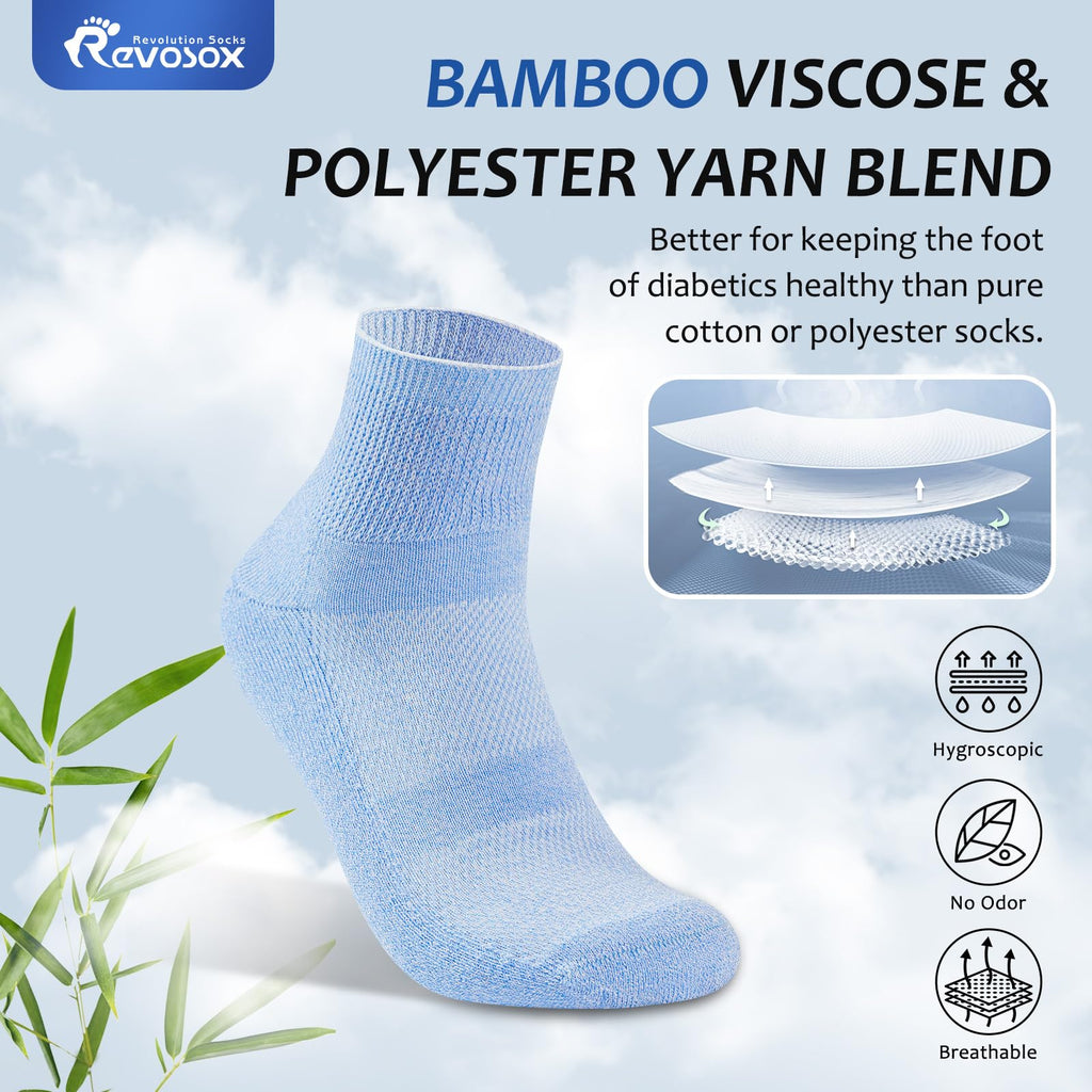 5 Pairs Bamboo Viscose Non-Binding Diabetic Ankle Socks Q5854