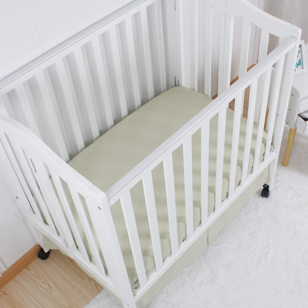 Microfiber 3 Pack Mini Portable Crib Sheets, Fits 24" x 38", Green Light Grey White I905192