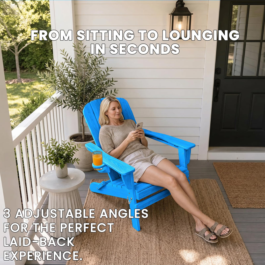 Folding Adirondack Chair with 2 Cup Holders H906