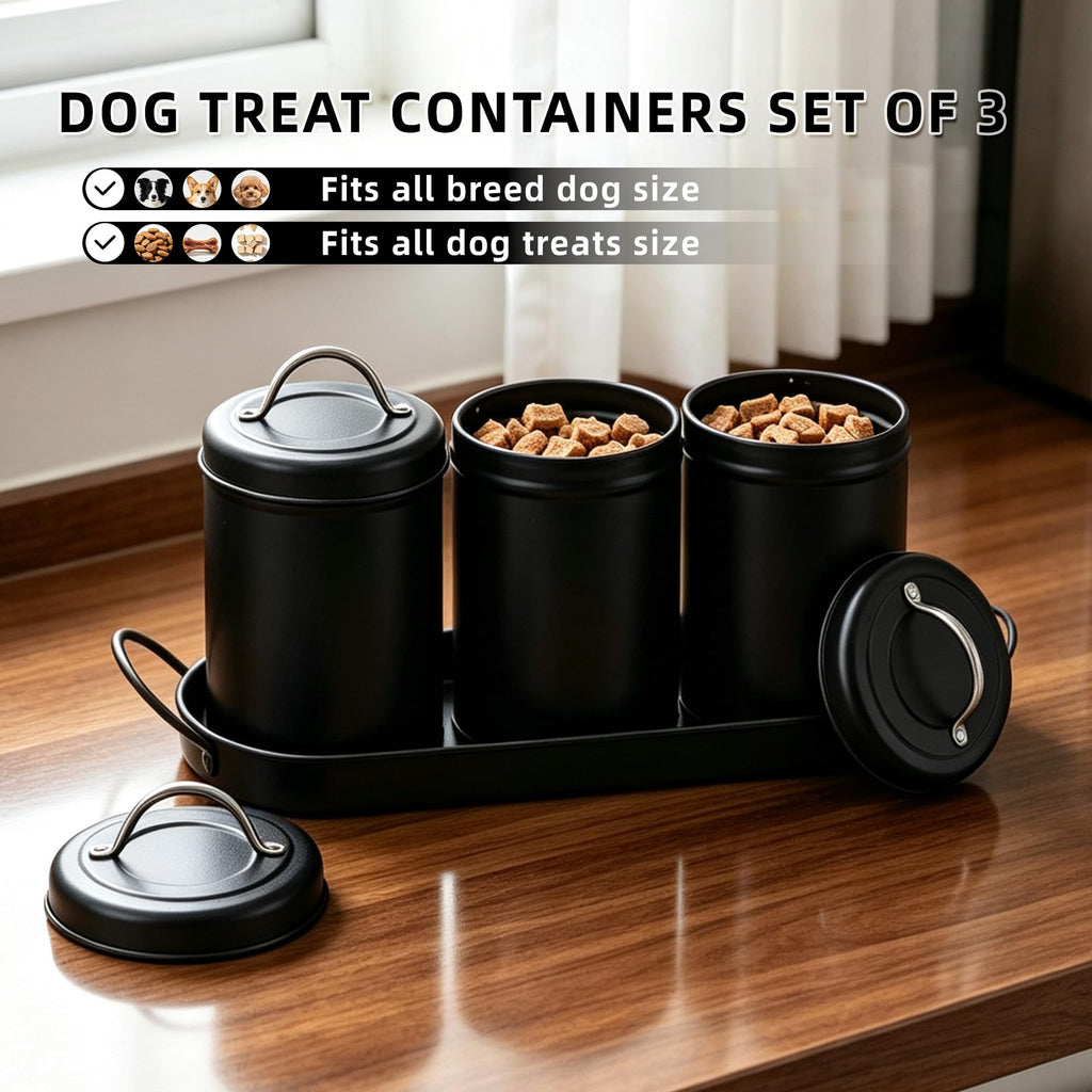 Airtight Dog Treat Container Set with Lid and Tray N997471
