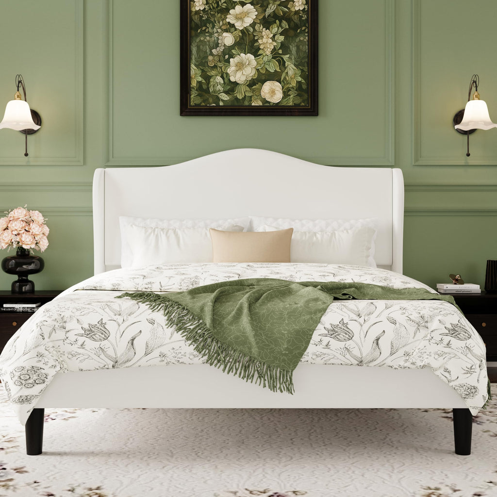 Queen Size Bed Frame with Wingback Headboard P22291
