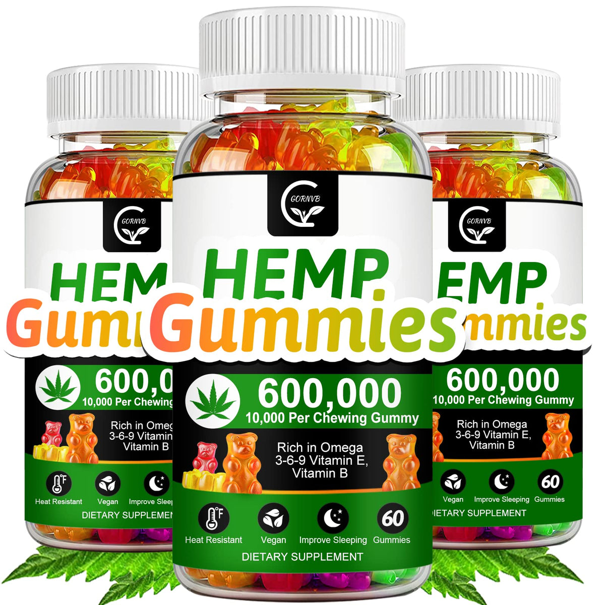 High Potency Hemp Gummies 600,000 Extra Strength Vegan Gluten-Free Q28595
