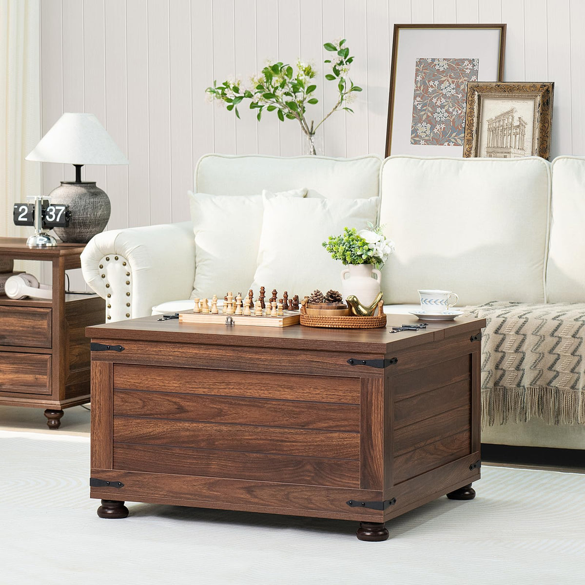 Brown Walnut Coffee Table with Hidden Storage C3163