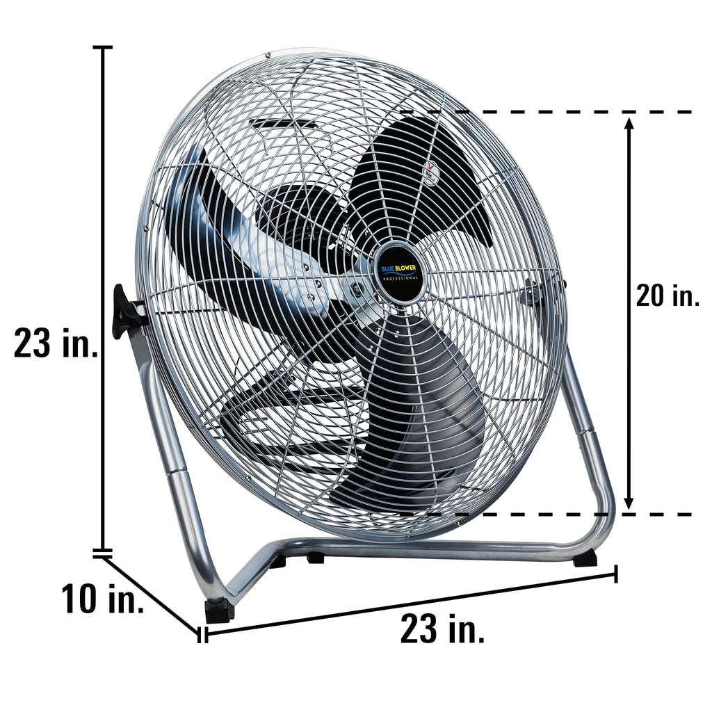 Blue 20 Inch High Velocity 4600 CFM 3 Speed Floor Fan N138