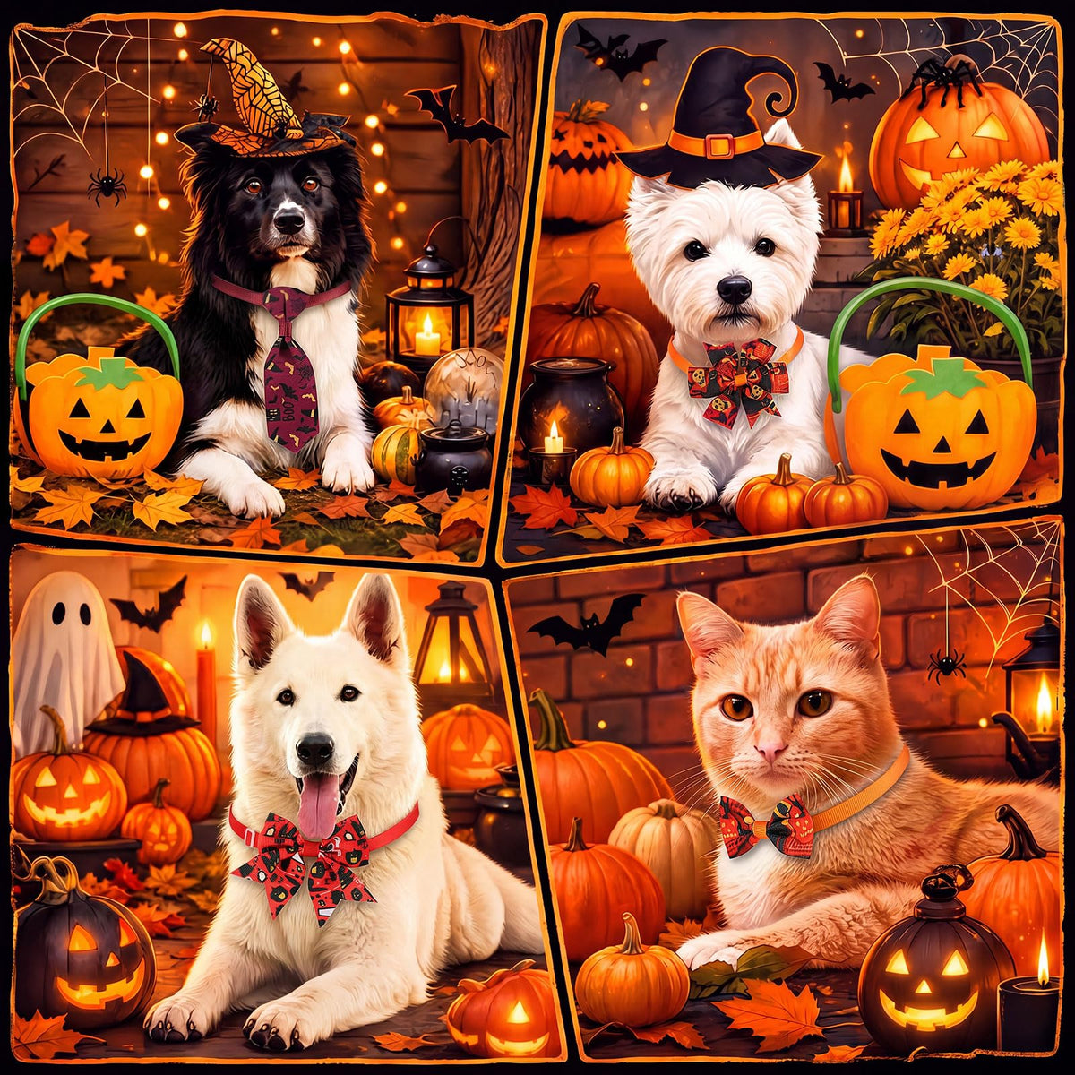 Fall Dog Bow Ties Collars 360 Pcs G609