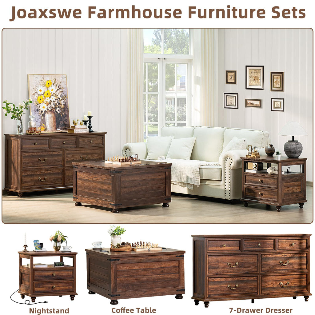 Brown Walnut Coffee Table with Hidden Storage C3163