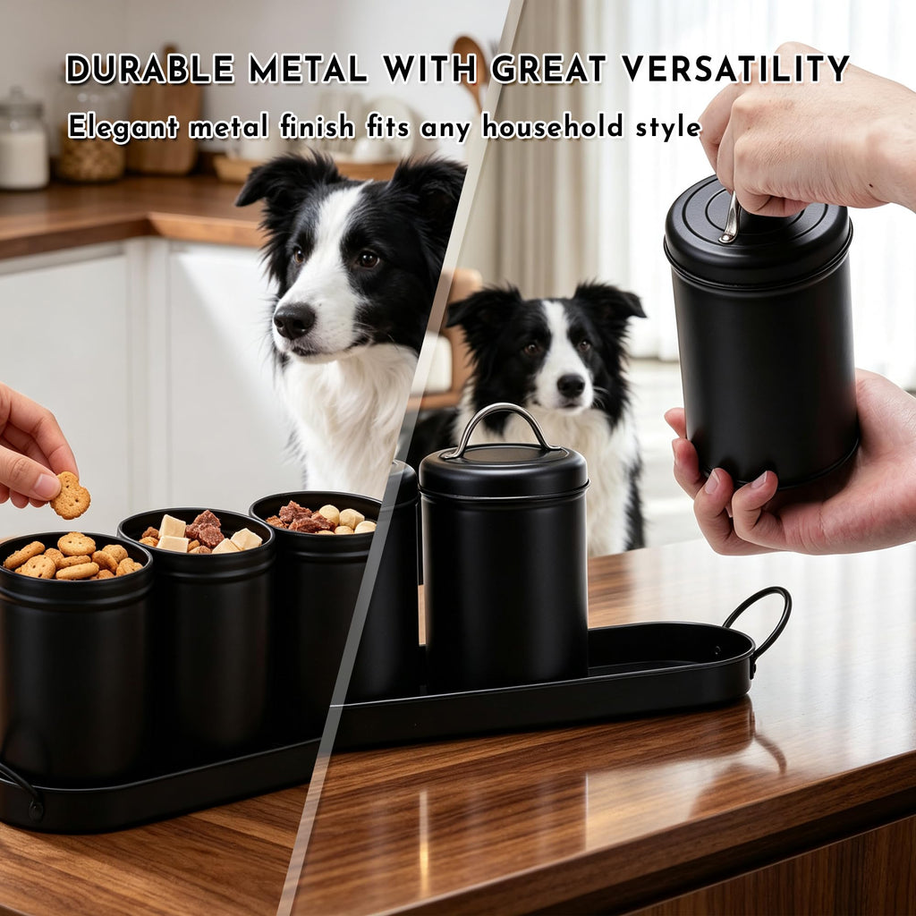 Airtight Dog Treat Container Set with Lid and Tray N997471