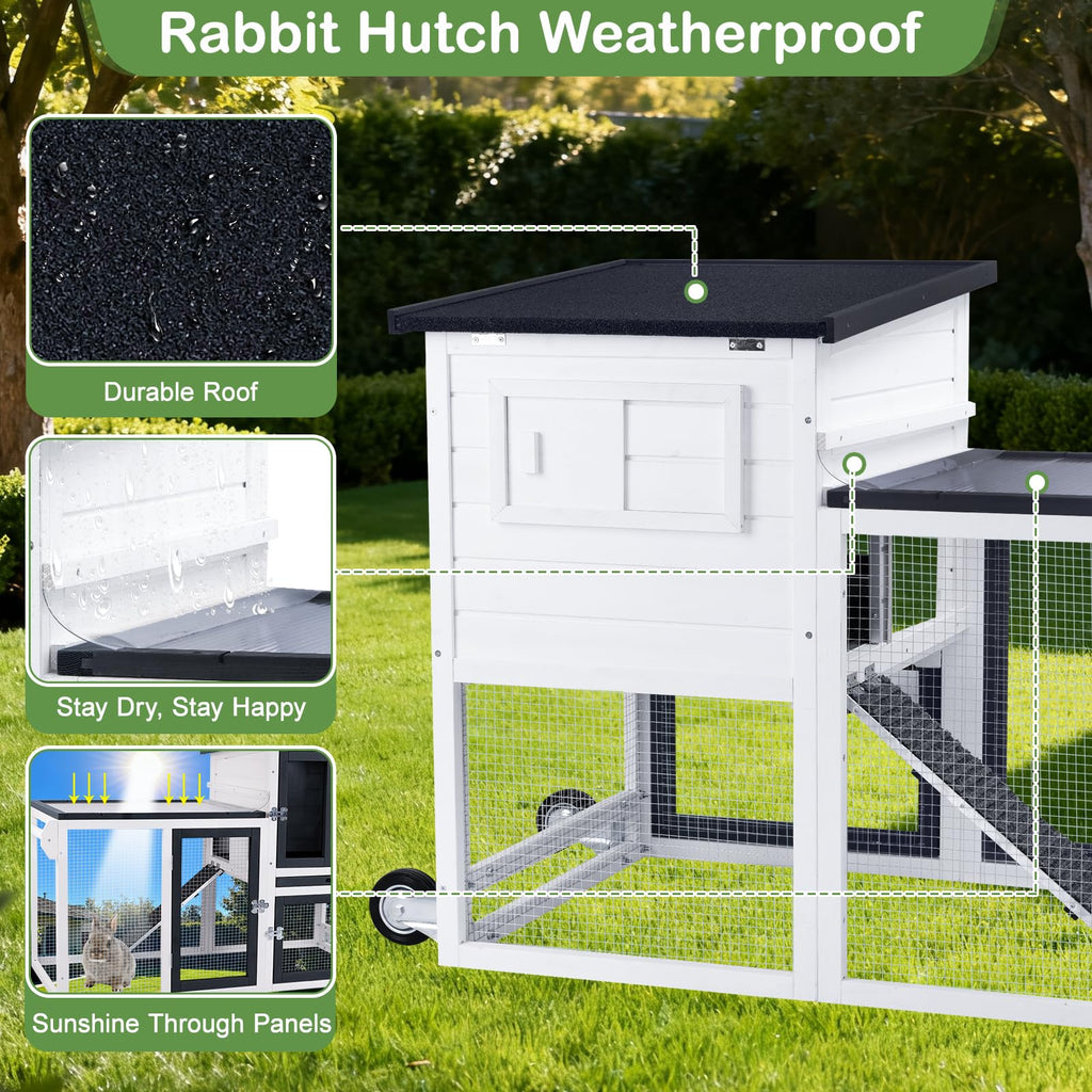 2-Story Rabbit Hutch with Pull-Out Tray & Wheels Q2743