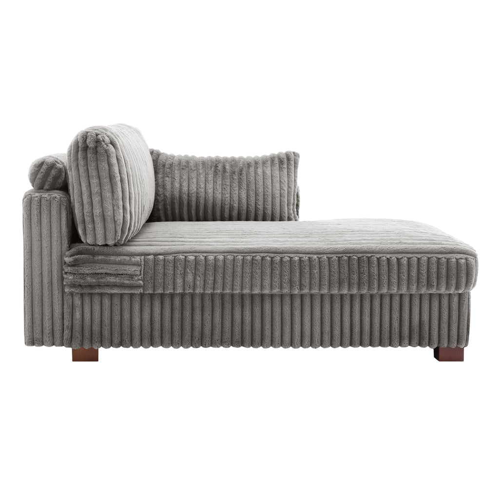 Oversized Faux Fur Upholstered Chaise Lounge Chair with Left Armrest D373460
