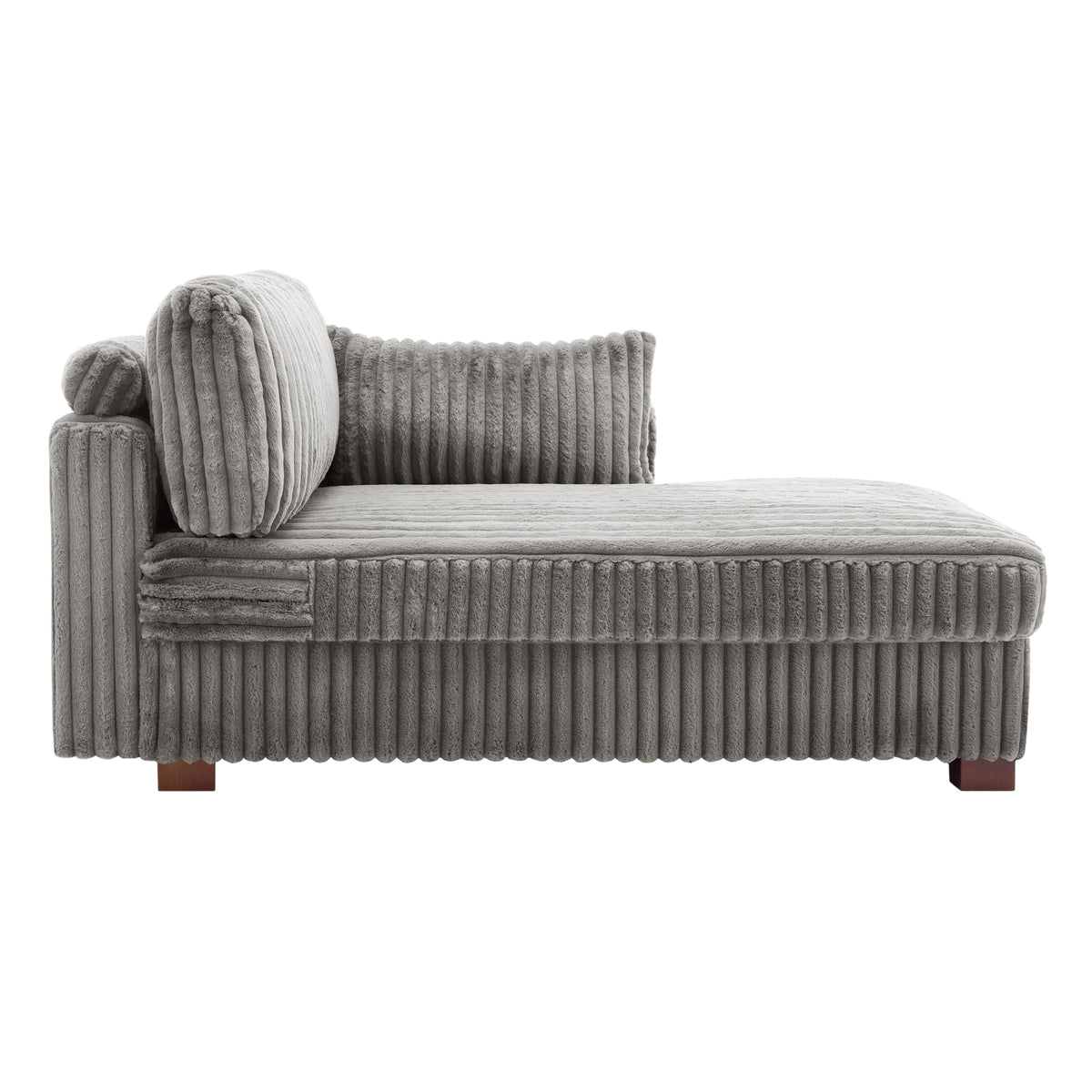 Oversized Faux Fur Upholstered Chaise Lounge Chair with Left Armrest D373460
