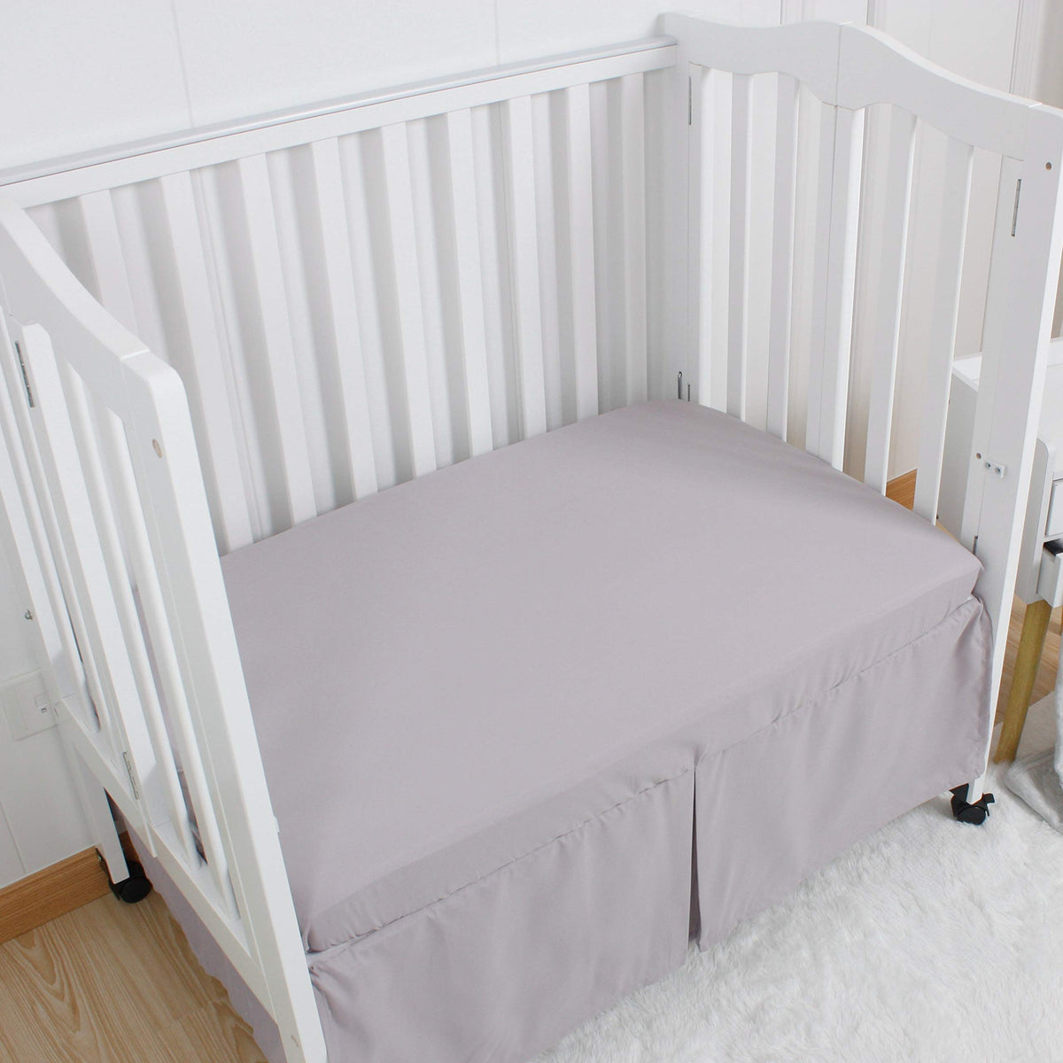 Microfiber 3 Pack Mini Portable Crib Sheets, Fits 24" x 38", Green Light Grey White I905192
