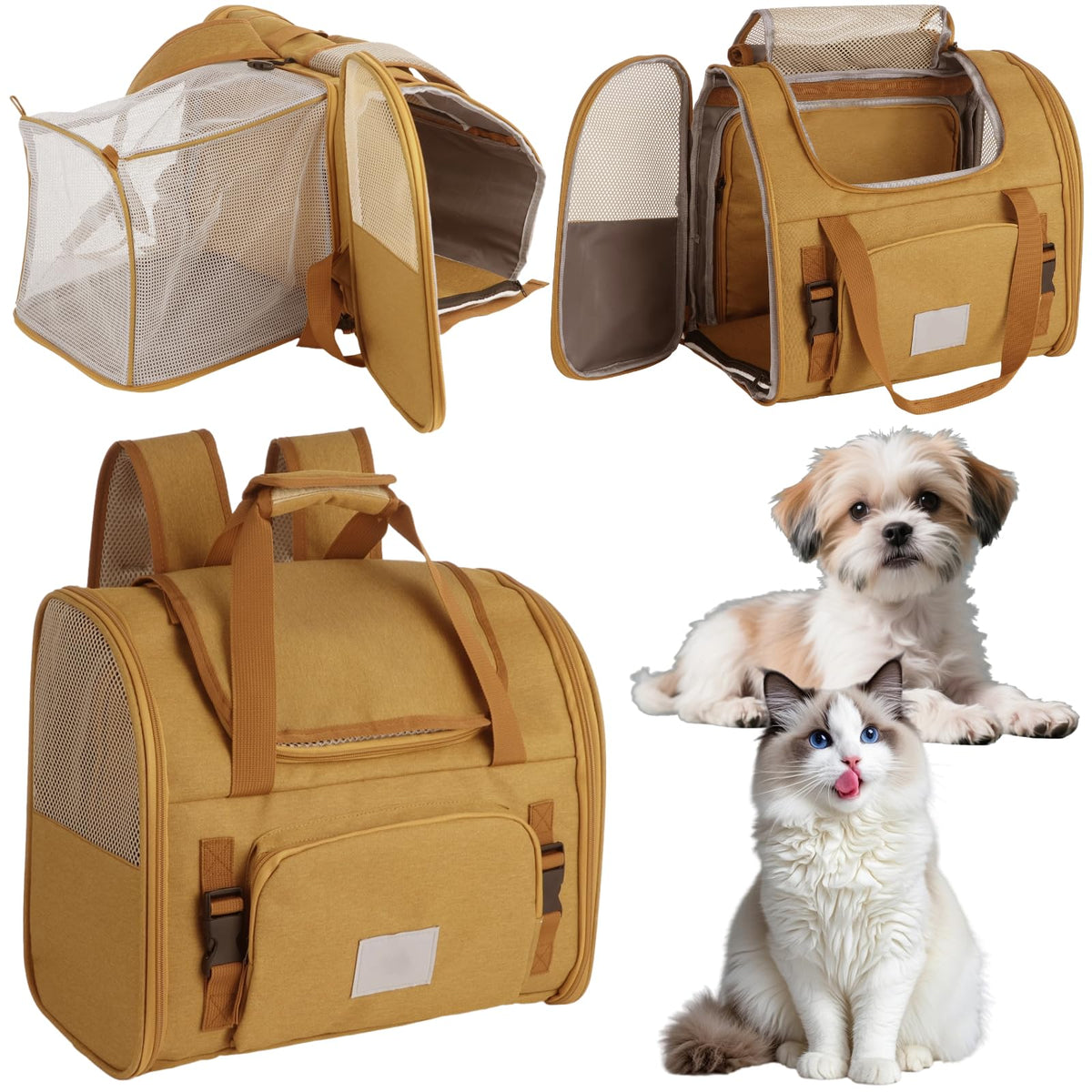 Expandable Pet Backpack Carrier with Ventilated Mesh Top C81836