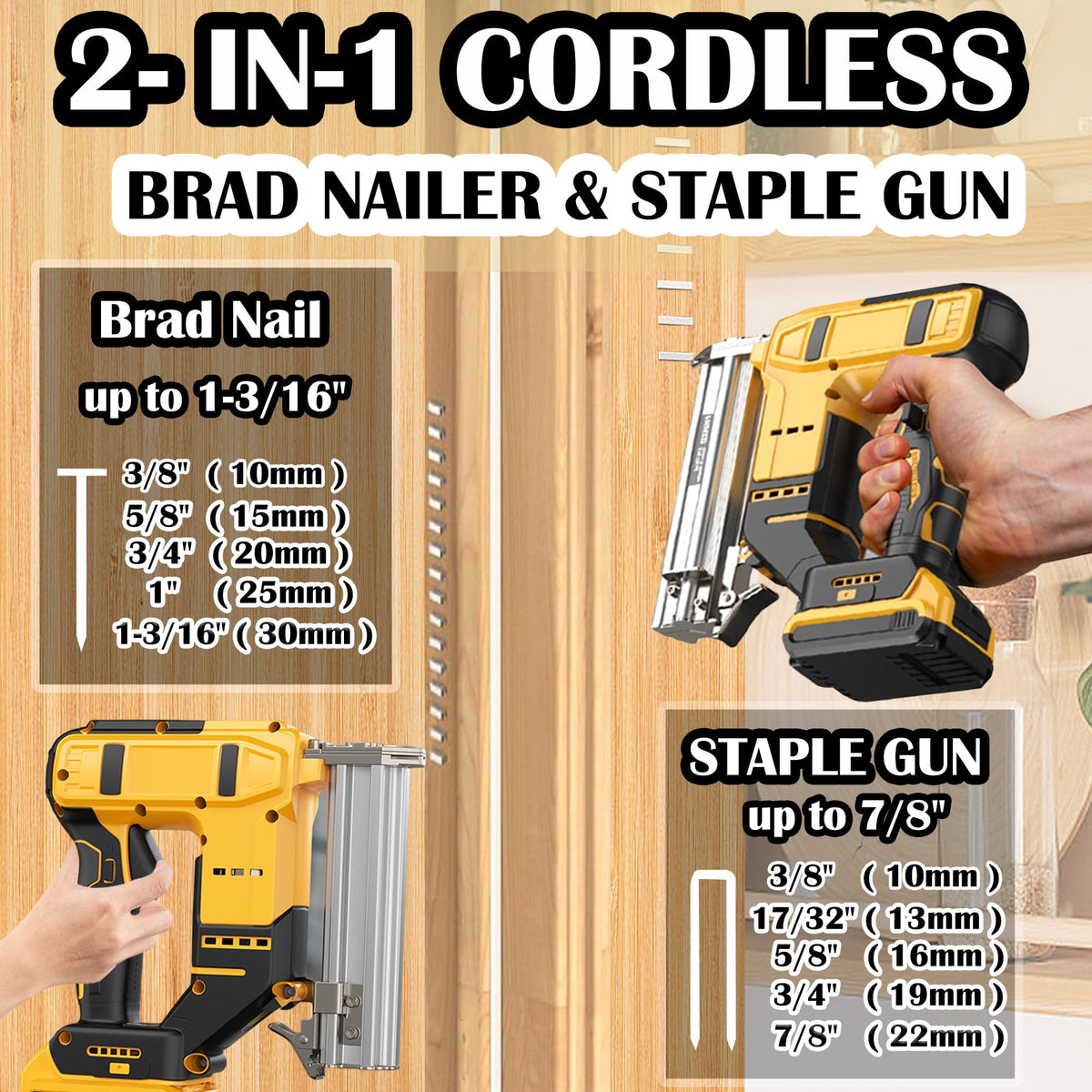 18 Gauge 2 in 1 Cordless Brad Nailer Staple Gun X19583