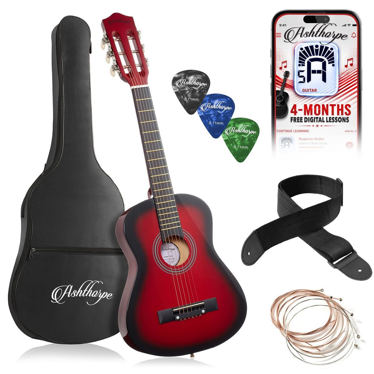 30-inch Kids Acoustic Guitar Beginner Kit with Gig Bag Y691