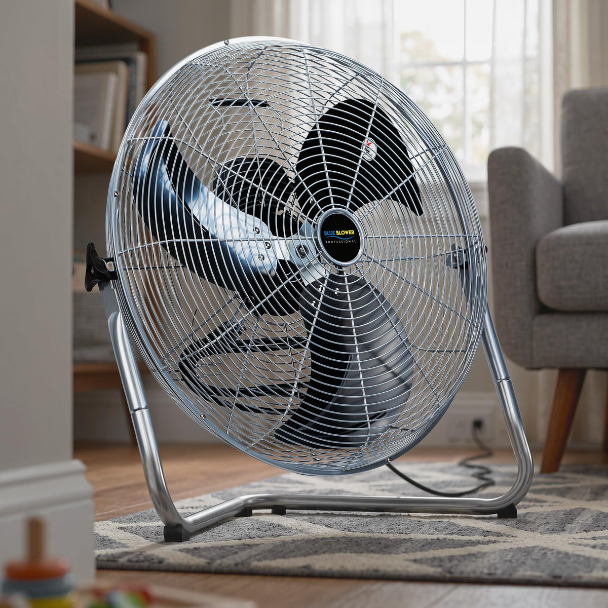 Blue 20 Inch High Velocity 4600 CFM 3 Speed Floor Fan N138